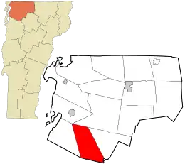 Location in Franklin County and the state of Vermont.