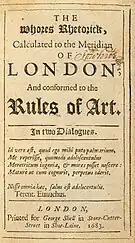 Title page, showing details of The Whore's Rhetorick