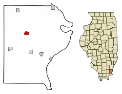 Location of Ridgway in Gallatin County, Illinois.