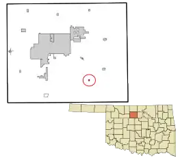 Location in Garfield County and the state of Oklahoma