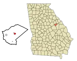 Location in Glascock County and the state of Georgia