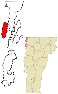 Location in Grand Isle County and the state of Vermont