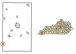 Location of Water Valley in Graves County, Kentucky.