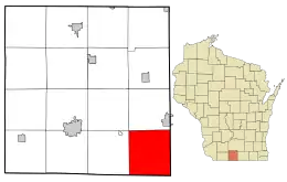 Location in Green County and the state of Wisconsin.