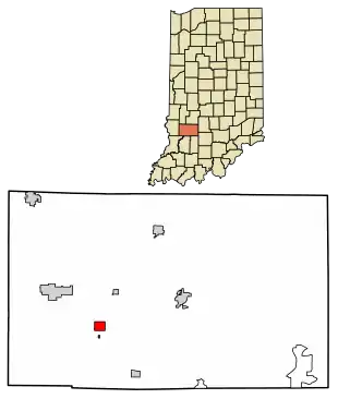 Location of Lyons in Greene County, Indiana.