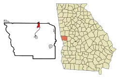 Location in Harris County and the state of Georgia