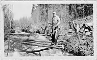 Heisey fishing in stream in Red Lake area 1936