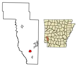 Location of Mineral Springs in Howard County, Arkansas.