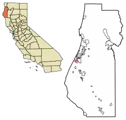 Location of Fields Landing in Humboldt County, California.