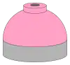 Illustration of cylinder shoulder painted pink for calibration gas