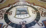 SPQR cypher, detail from the mosaic floor in the Galleria Vittorio Emanuele II
