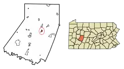 Location of Clymer in Indiana County, Pennsylvania.