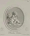 Infant Bacchus; engraving by Madame de Pompadour of a drawing by Boucher after an engraved gemstone by Guay c. 1755.