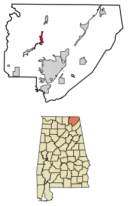 Location of Skyline in Jackson County, Alabama.