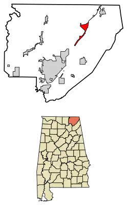 Location of Stevenson in Jackson County, Alabama.
