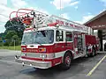 Aerial 1 serving the Jackson Fire Department, KY. 1988 Pierce Arrow 105' canopy cab