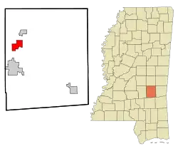 Location of Louin, Mississippi