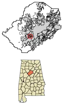 Location of Brighton in Jefferson County, Alabama.