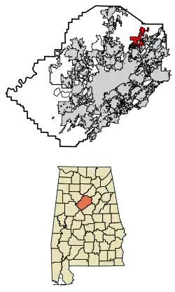 Location of Pinson in Jefferson County, Alabama.