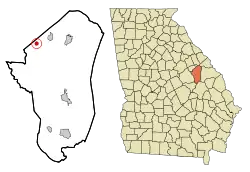 Location in Jefferson County and the state of Georgia