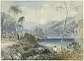 John Skinner Prout, Fairlight Glen on the Warragambra (i.e. Warragamba), c.1843, watercolour; 27 x 37.5&nbsp;cm. National Library of Australia
