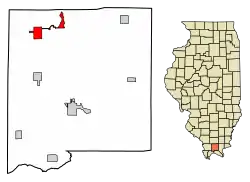Location of Goreville in Johnson County, Illinois.