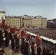 Demonstration by the unions at the square during a general strike in 1956