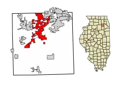 Location of Yorkville in Kendall County, Illinois
