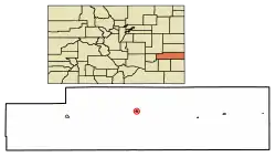 Location of the Town of Eads in Kiowa County, Colorado.