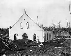 A church damaged by lava, 1905