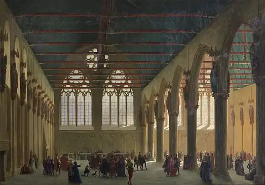 The Grande-Salle during the late Middle Ages, reconstruction by Sébastien Charles Giraud&nbsp;[fr], 1878