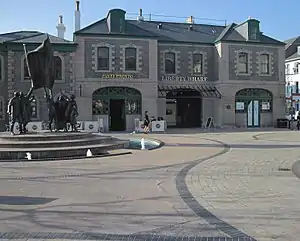 the stone facade of the old station