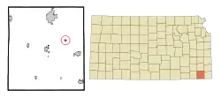 Location within Labette County and Kansas