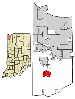Location of Lowell in Lake County, Indiana.