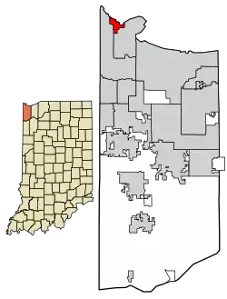 Location of Whiting in Lake County, Indiana.