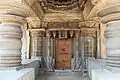 Lathe turned half pillars, ornamantal door jamb and lintel in the mukha mantapa of Lakshmi Narasimha temple at Vignasante