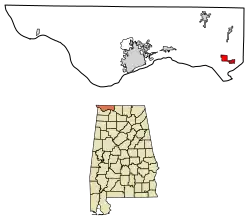 Location of Rogersville in Lauderdale County, Alabama.