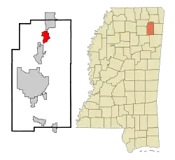 Location in Lee county and Mississippi
