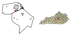 Location of Junction City in Boyle County, Kentucky.