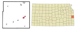 Location within Linn County and Kansas