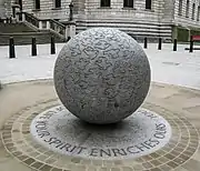 Detail of the granite globe