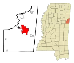 Location of Columbus, Mississippi