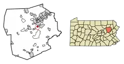 Location of Ashley in Luzerne County, Pennsylvania.