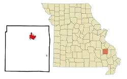 Location of Fredericktown, Missouri