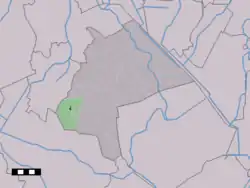 The town centre (dark green) and the statistical district (light green) of Ekehaar in the municipality of Aa en Hunze.