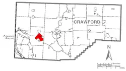 Location of Conneaut Lakeshore in Crawford County