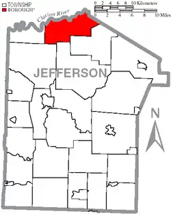 Map of Jefferson County, Pennsylvania Highlighting Heath Township