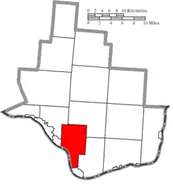 Location of Perry Township in Lawrence County