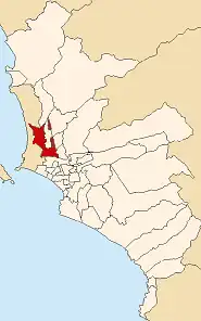 Location of San Martín de Porres in Lima