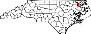 Map of North Carolina highlighting Chowan County